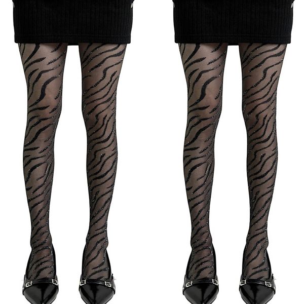 

Женские ажурные колготки с блестящим зебровым принтом, 2 шт Anna-Kaci