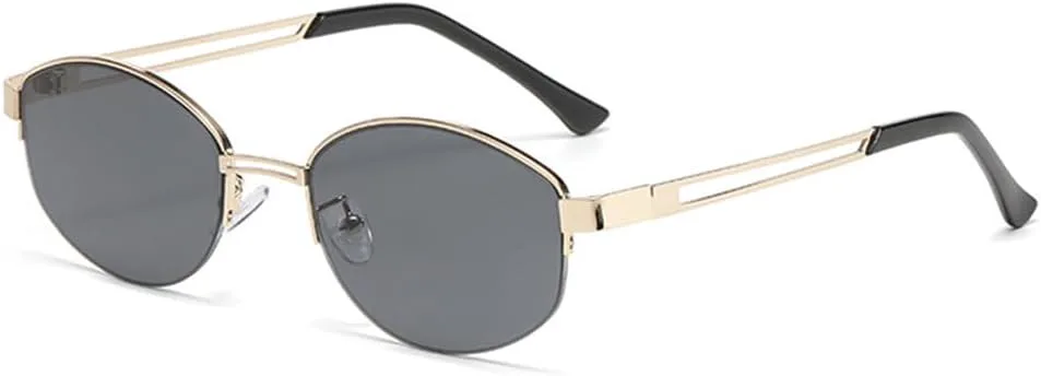 

Солнцезащитные очки UV400 с овальными безободковыми прозрачными линзами Ocean для женщин и мужчин, для бега и занятий спортом на открытом воздухе UYPTK, Golden Grey