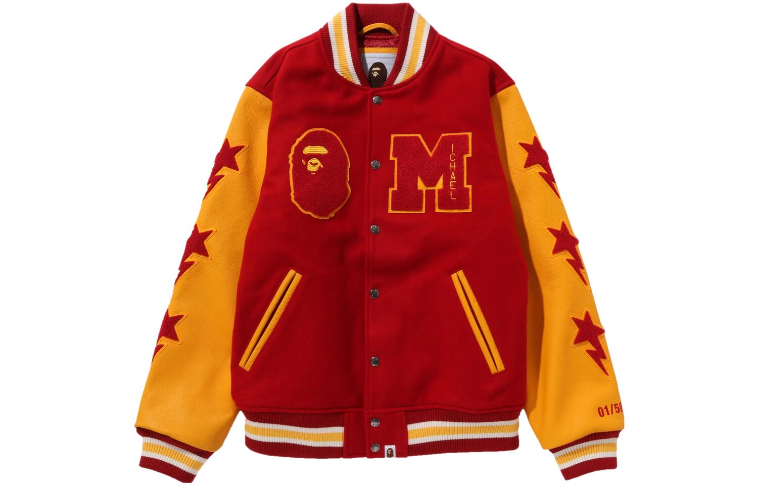 

Куртка BAPE X Michael Jackson Varsity A Bathing Ape, красный