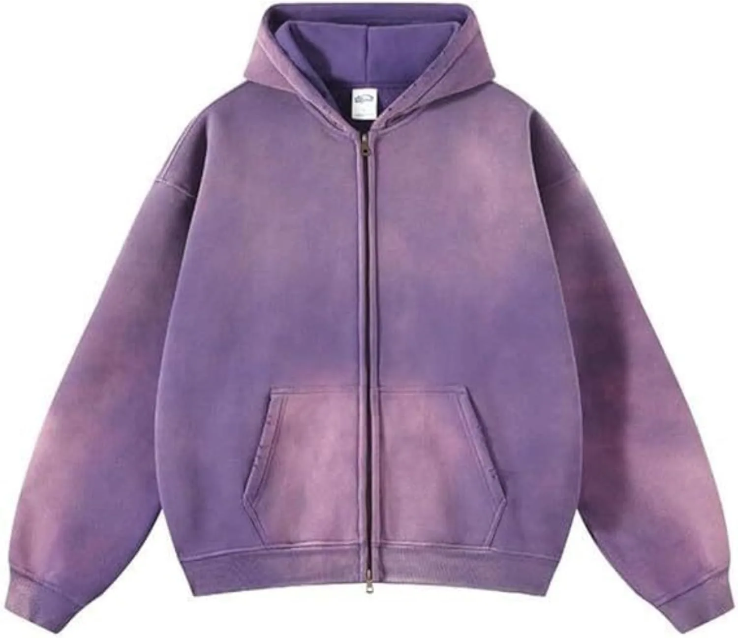 

Мужская худи с полной молнией в стиле acid wash