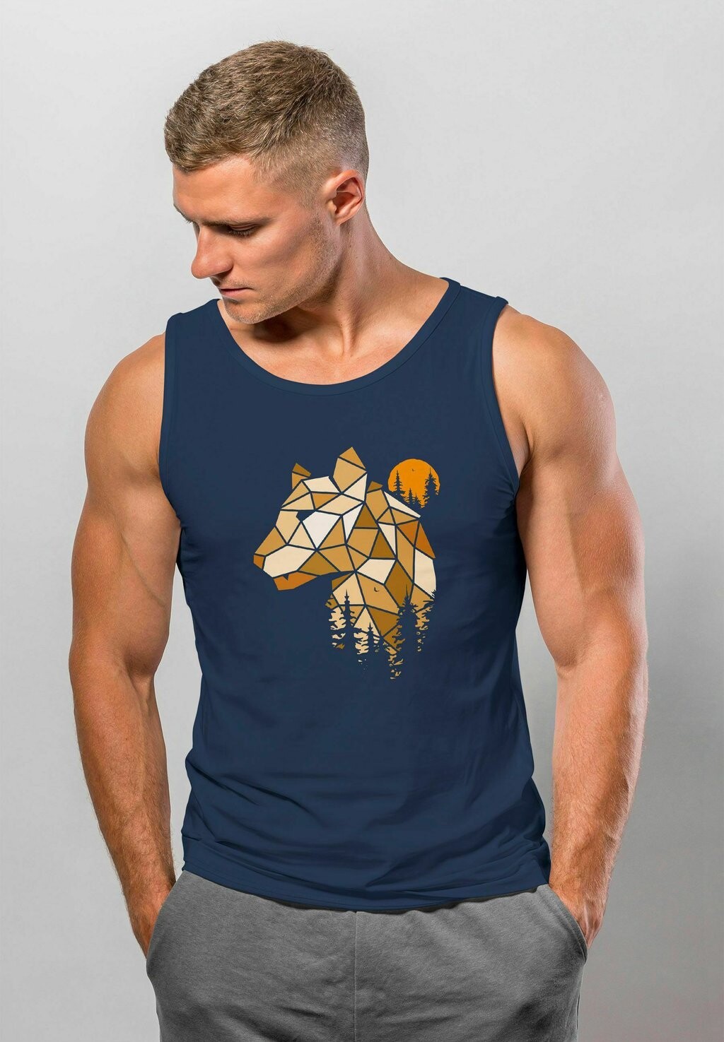 

Топ TANK-FASHION POLYGON LUCHS WALD MOTIV AUFDRUCK STREETSTYLE MUSKEL Neverless, цвет navy