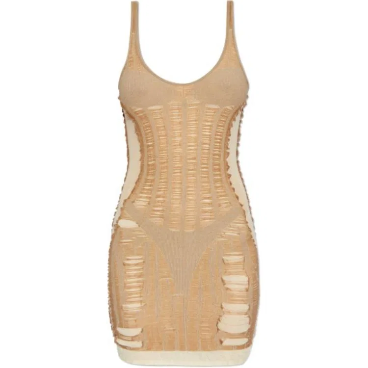 Платье мини полупрозрачное с панелями Diesel Beige
