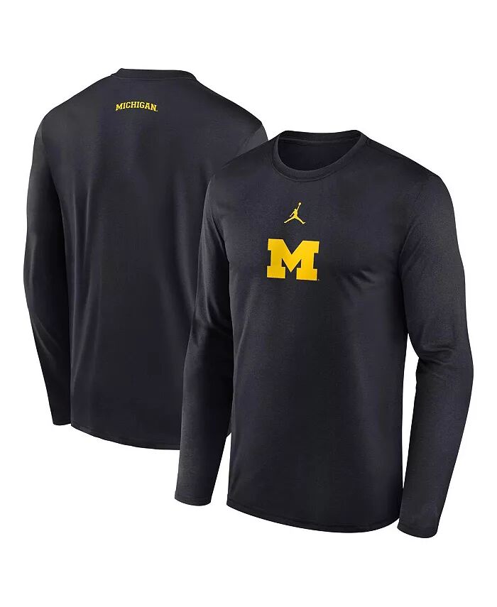 

Мужская черная футболка с длинным рукавом Michigan Wolverines On-Court Basketball Shootaround Performance Jordan