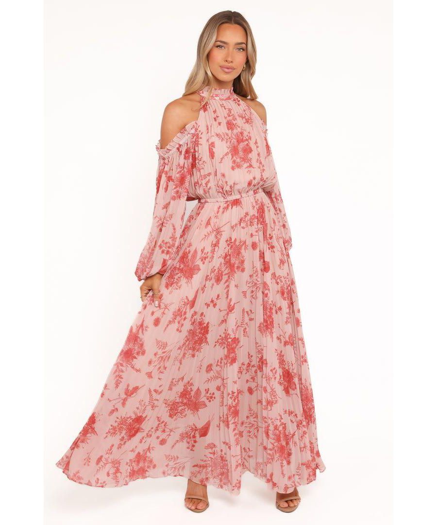 

Женское плиссированное макси-платье Hilary - красное с цветочным принтом Petal and Pup, Red