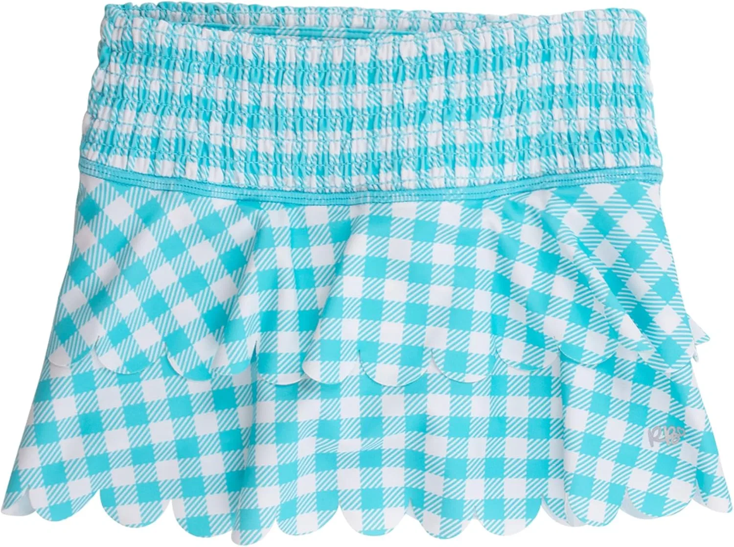 Юбка-шорты спортивная для девочек UPF50+ RuffleButts, Bright Aqua Gingham