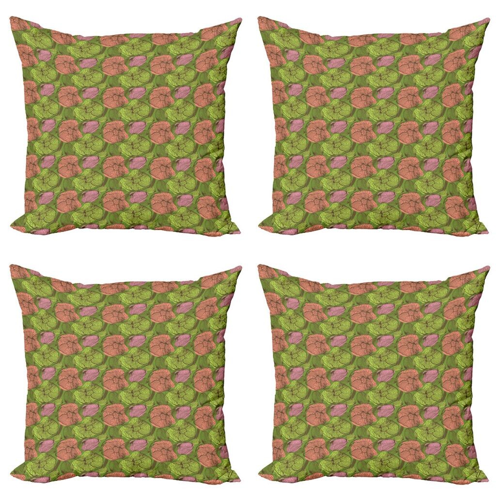

ABAKUHAUS Colorful Набор чехлов для подушек (4 предмета), Vintage Floral Dirt, Современная двусторонняя цифровая печать, 40 x 40 см, Многоцветный