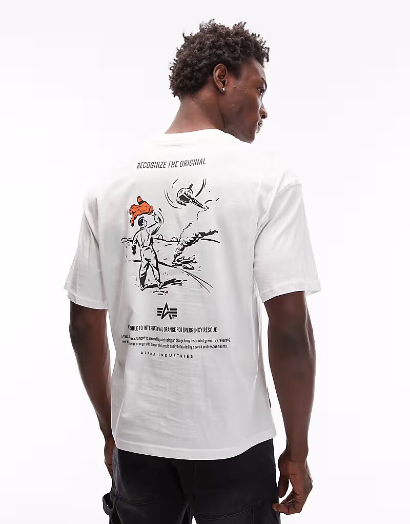 

Футболка Emergency Rescue с принтом на спине белого цвета Alpha Industries