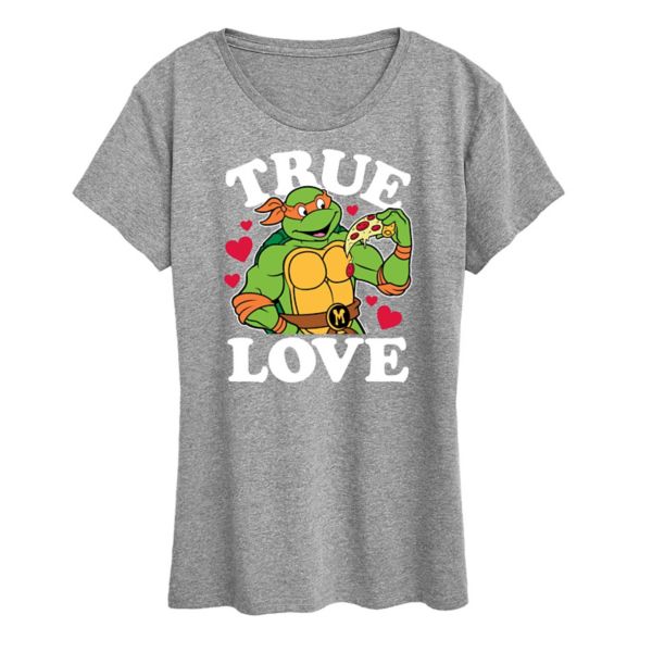 

Женская футболка с принтом "Черепашки-ниндзя" и надписью "True love" Licensed Character, серый