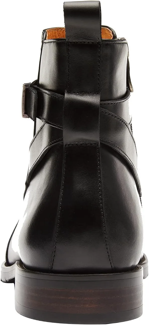 

Кожаные ботинки Santimon Mens с пряжкой и ремешком, формальные, деловые, повседневные, мотоциклетные, с молнией на щиколотке для мужчин, черный