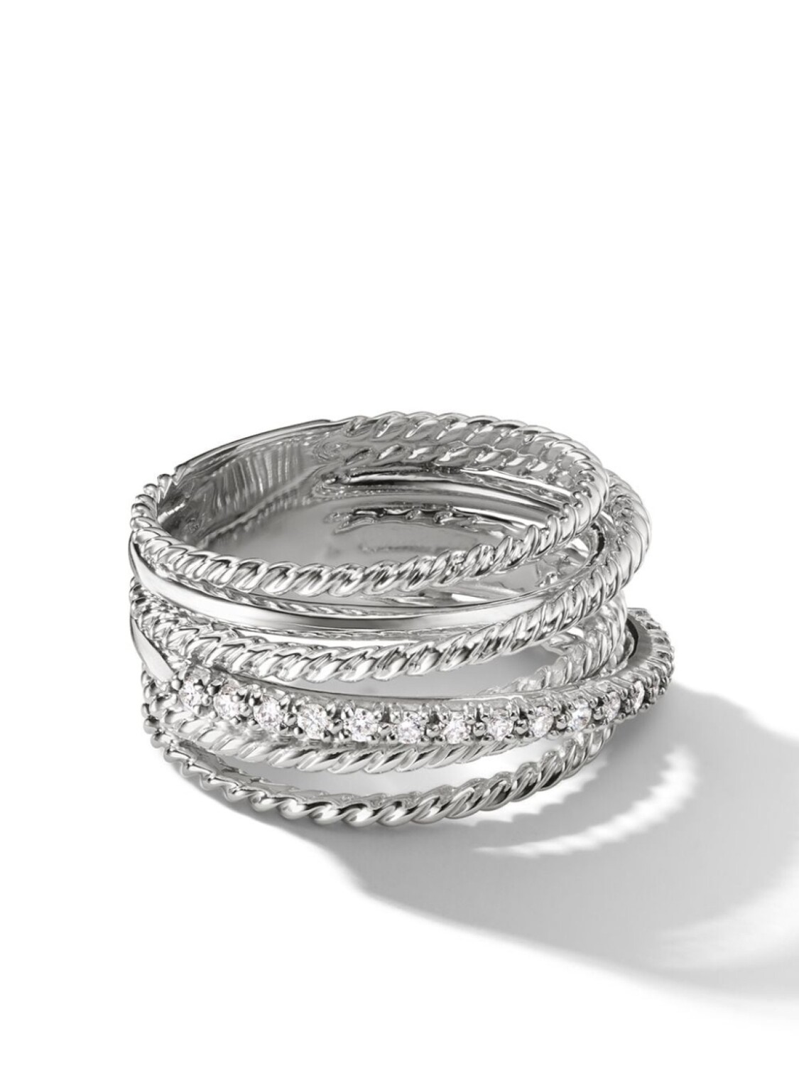 

Серебряное кольцо Crossover с бриллиантами David Yurman, серебряный
