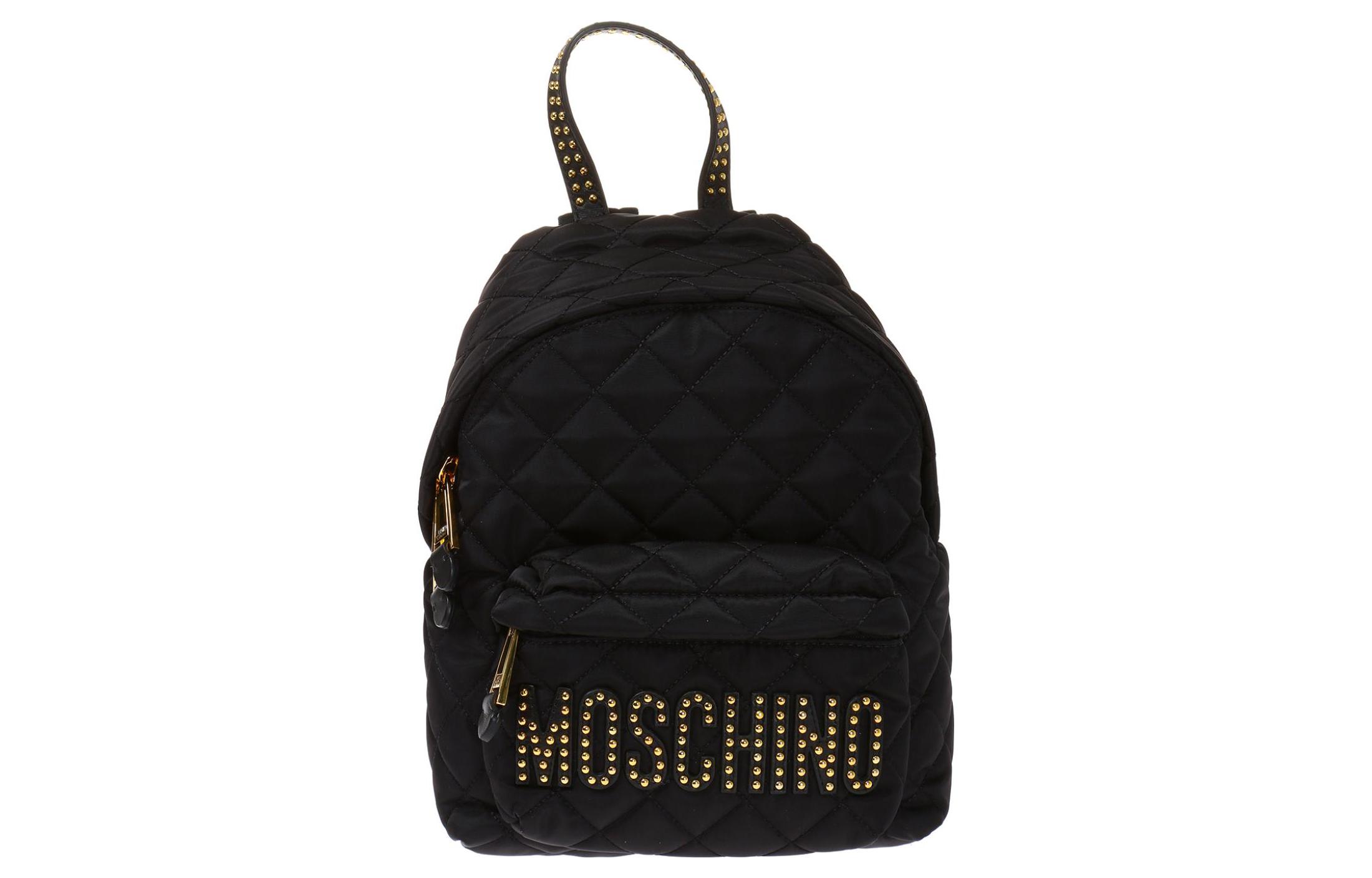 

MOSCHINO Полиамид с кожаным рюкзаком унисекс, черный