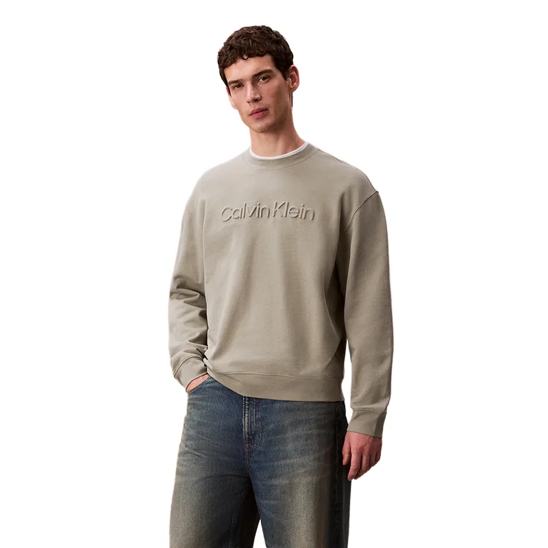 Свитшот мужской с круглым вырезом Calvin Klein, PEZ-Light Gray Green