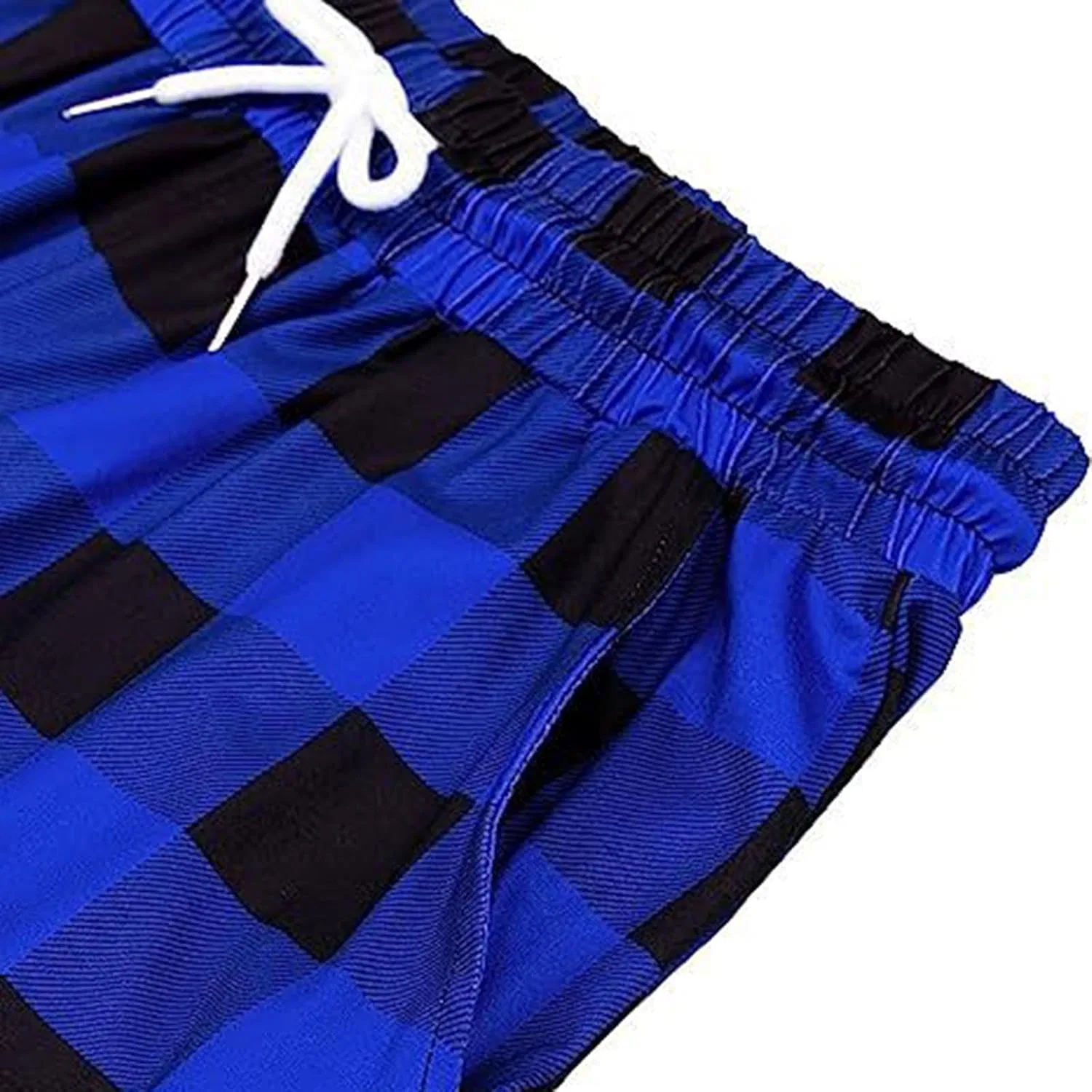 Женские пижамные брюки Buffalo Plaid, высокой талии, широкие, свободные, синие — фото 3