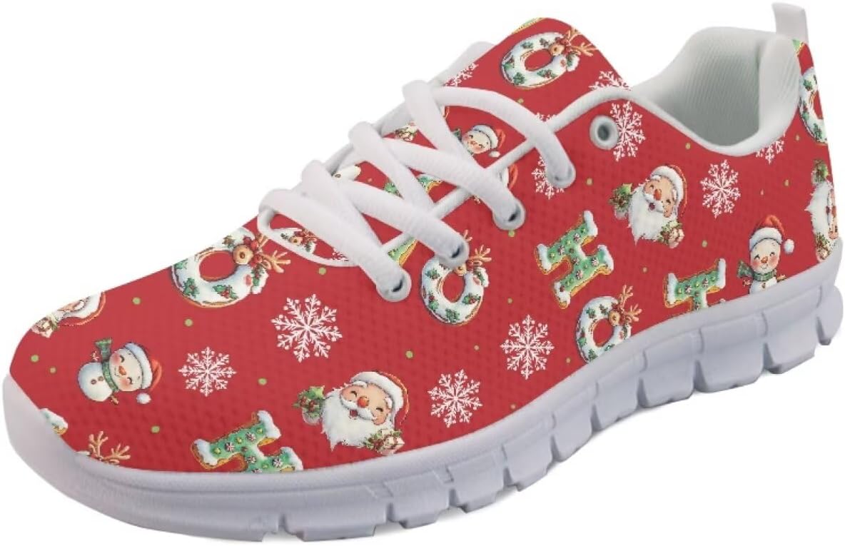 

Кроссовки Forchrinse для женщин и мужчин, повседневные, с шнуровкой, для бега и тенниса, обувь для праздников и вечеринок, Santa Claus Snowman