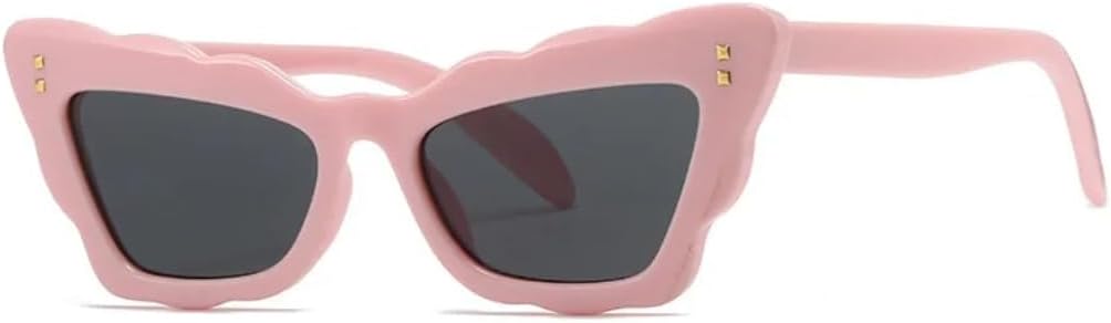 

Солнцезащитные очки для мужчин и женщин - защита UV400 - оправа «кошачий глаз» с панковскими заклепками, для занятий спортом на открытом воздухе и вождения DSVIGF, Pink