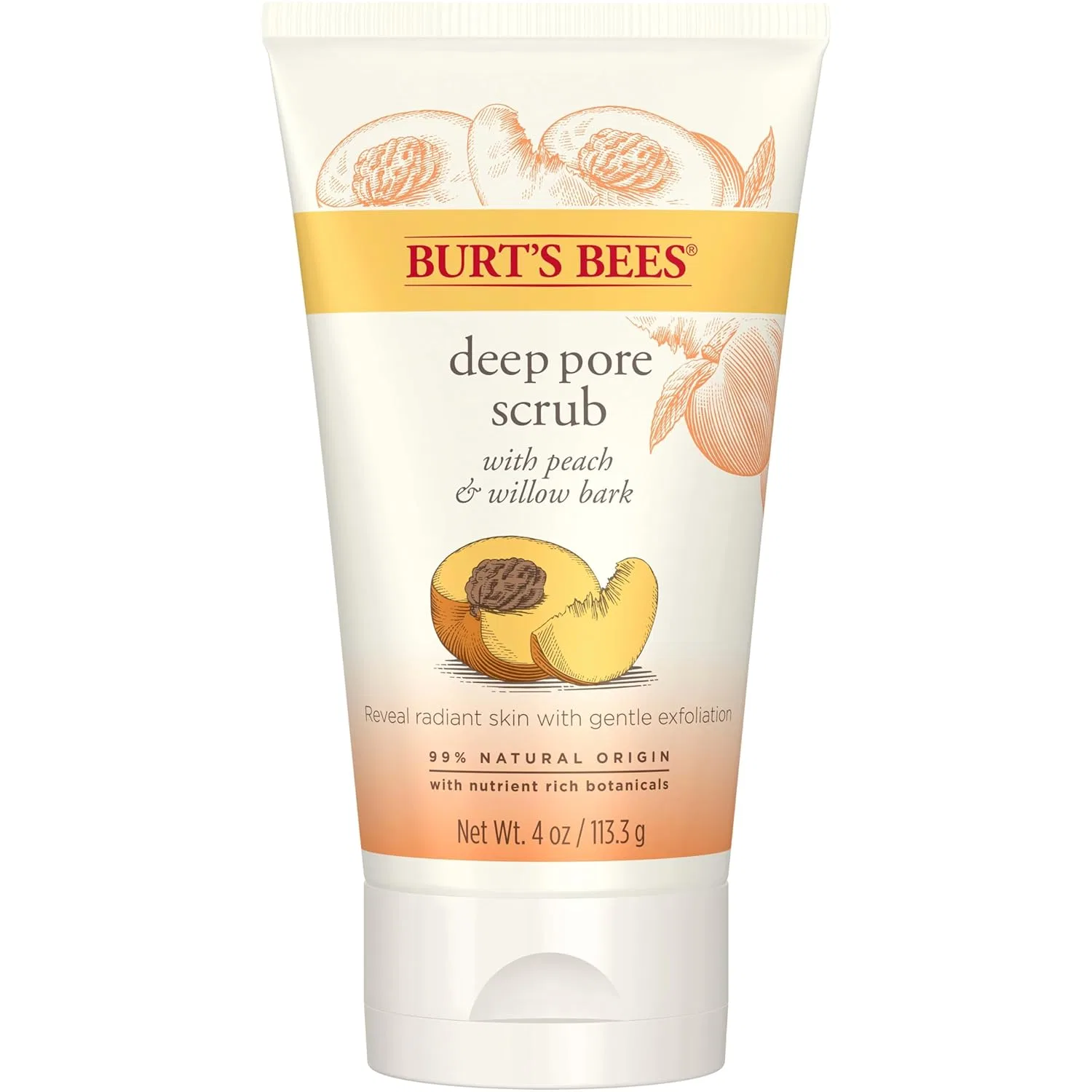 Скраб Burt's Bees — Для глубокого очищения пор с персиком и ивовой корой от