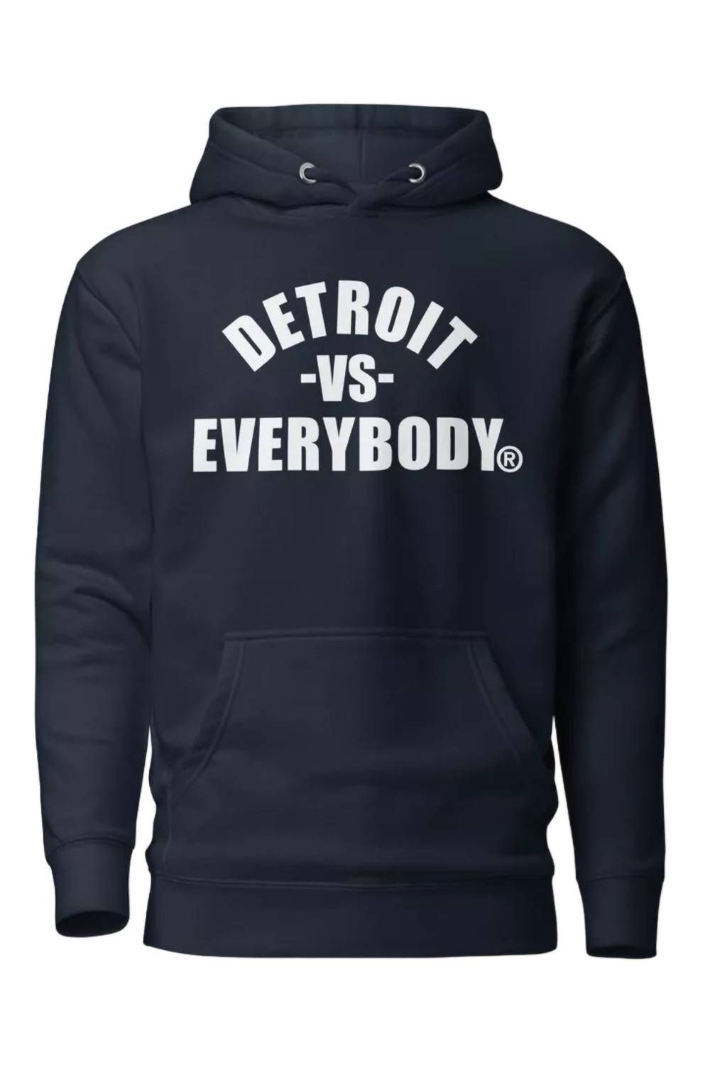 

Синий свитшот с худи унисекс Detroit VS EVERYBODY, синий