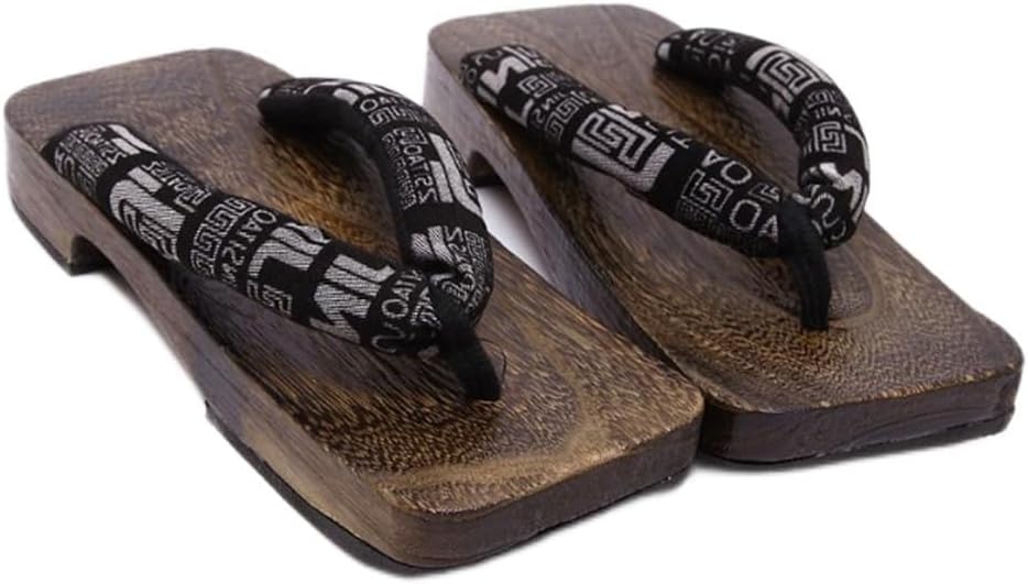 

Мужские шлепанцы, сабо, домашние тапочки, ретро-тапочки из ткани с принтом, традиционные японские сабо гета, противоскользящие шлепанцы на плоской подошве Yfdzkj, черный