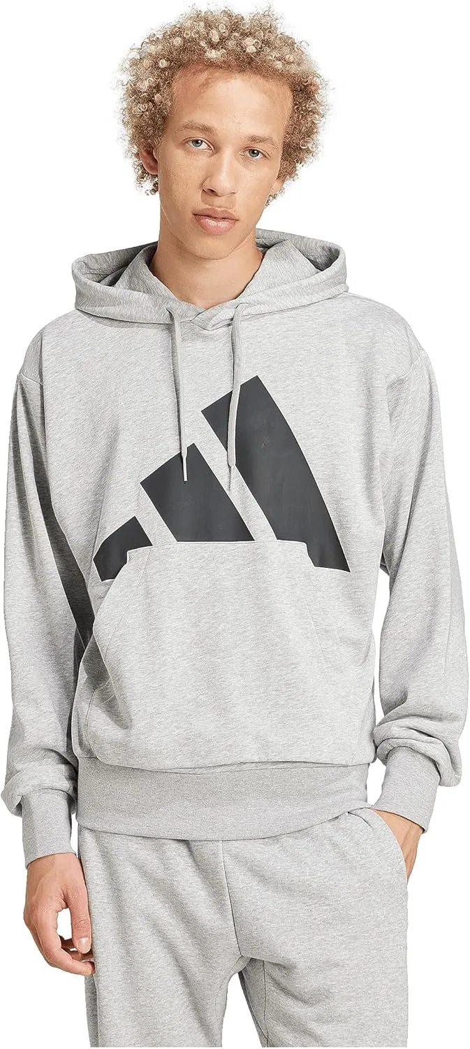 Толстовка Adidas Essentials Big Logo French Terry с капюшоном, серый/черный — фото 3
