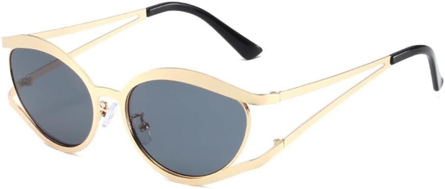 

Ретро-солнцезащитные очки в форме «кошачий глаз» с полой металлической оправой для женщин и мужчин с защитой от УФ-излучения UV400. Солнцезащитные очки для вождения LANGSER, Golden Grey