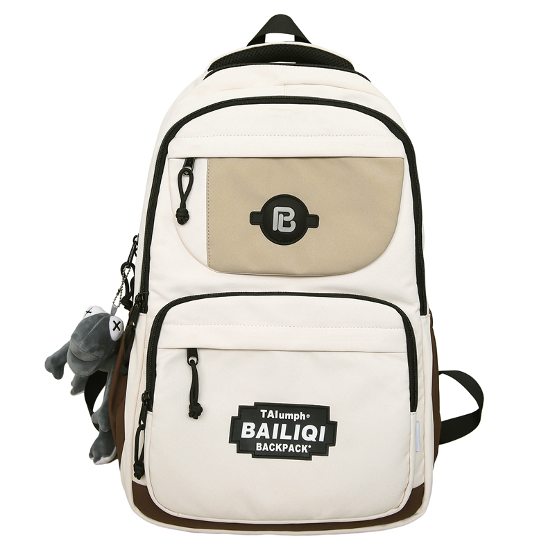 

Shouldcat Нейлоновый рюкзак унисекс черно-серо-белый и сине-белый и хаки, White & Khaki+Long-Legged Frog Charm