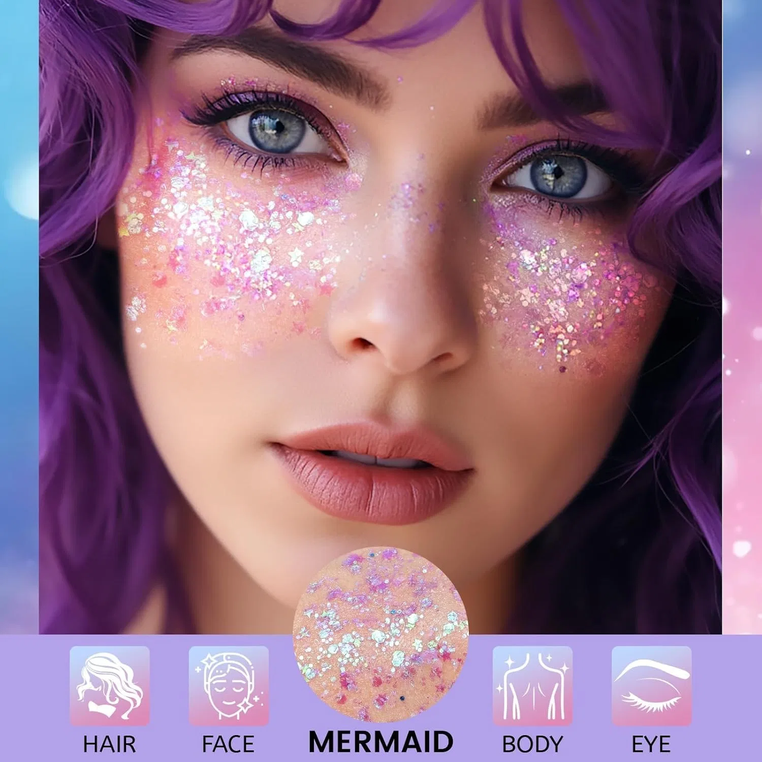 Глиттер-стик для тела и лица Prreal с крупными блестками, «Русалка» Prreal, 06Mermaid — фото 2