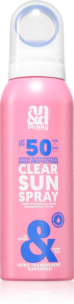 

Прозрачный солнцезащитный спрей, не оставляющий следов, защитный спрей SPF 50 A.N.D. Beauty, 100 мл