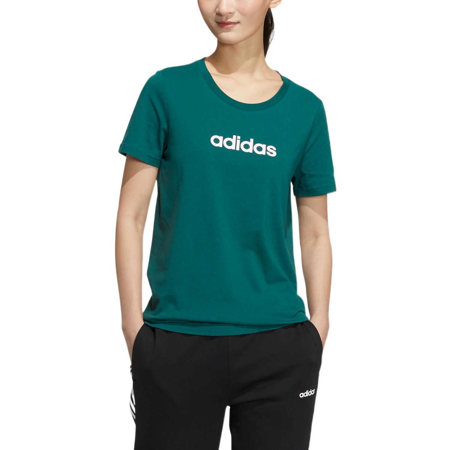 Футболка женская лесная зеленая Adidas Neo — фото 2