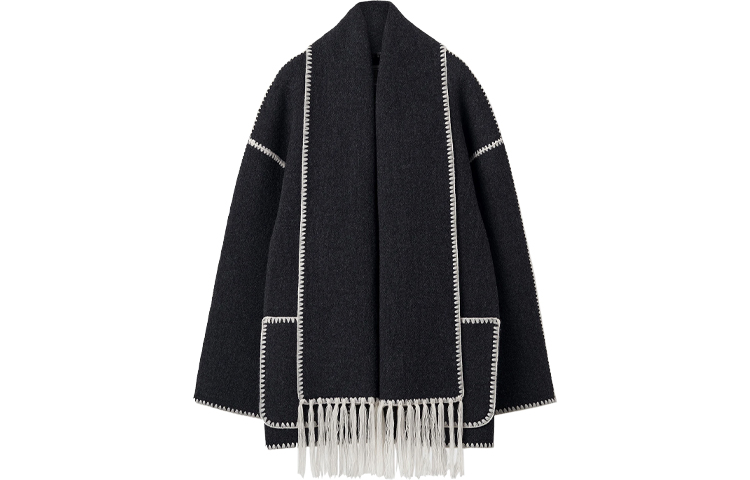 TOTEME Вышитая шарфовая куртка с детализацией, Dark Gray — фото 4