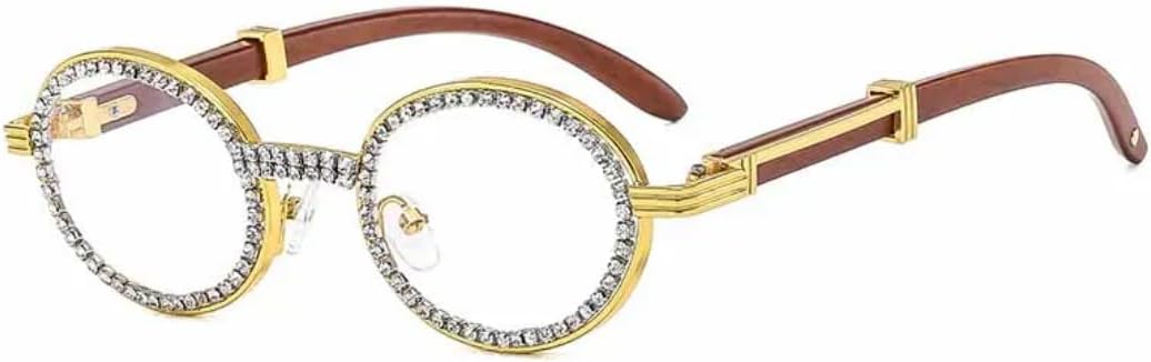 

Роскошные ретро-солнцезащитные очки в овальной оправе, украшенные стразами, для женщин и мужчин, в стиле панк, для активного отдыха и путешествий, с защитой от УФ-излучения UV400 TVTBBVV, Gold Clear