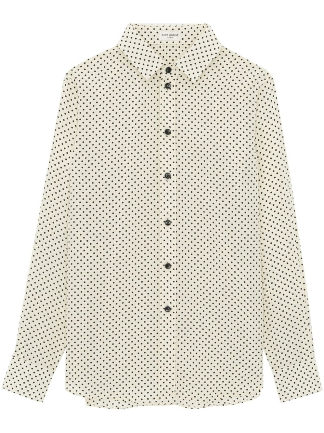 

Saint Laurent шелковая рубашка в горох, нейтральный цвет