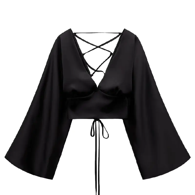

Блуза Zara Cropped satin, черный
