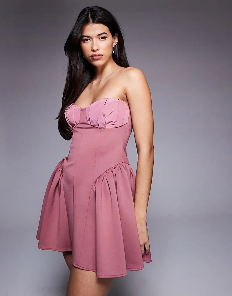 

Платье-бандо мини ASOS DESIGN с контрастными чашечками, румяное