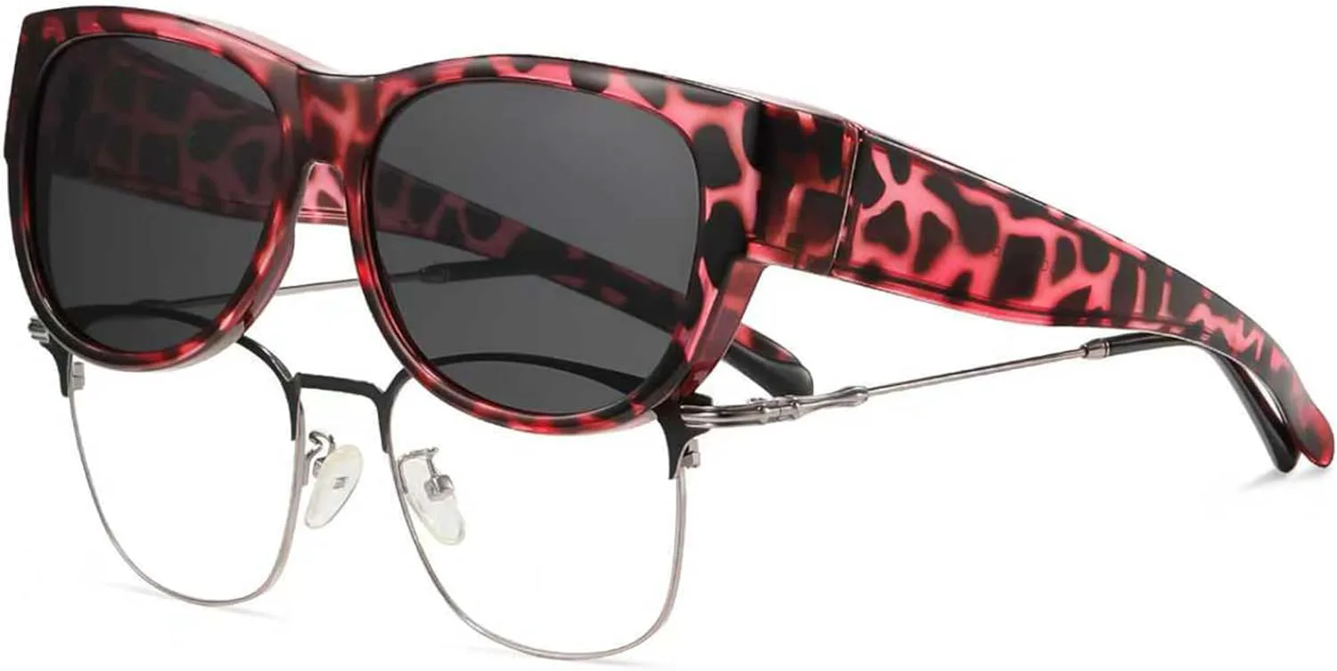 

Солнцезащитные очки HAOLOTA Fit Over Glasses для женщин, поляризованные, модные, в форме «кошачьих глаз», с защитой от УФ-излучения, Size M C14 Purple Tortoise/Grey