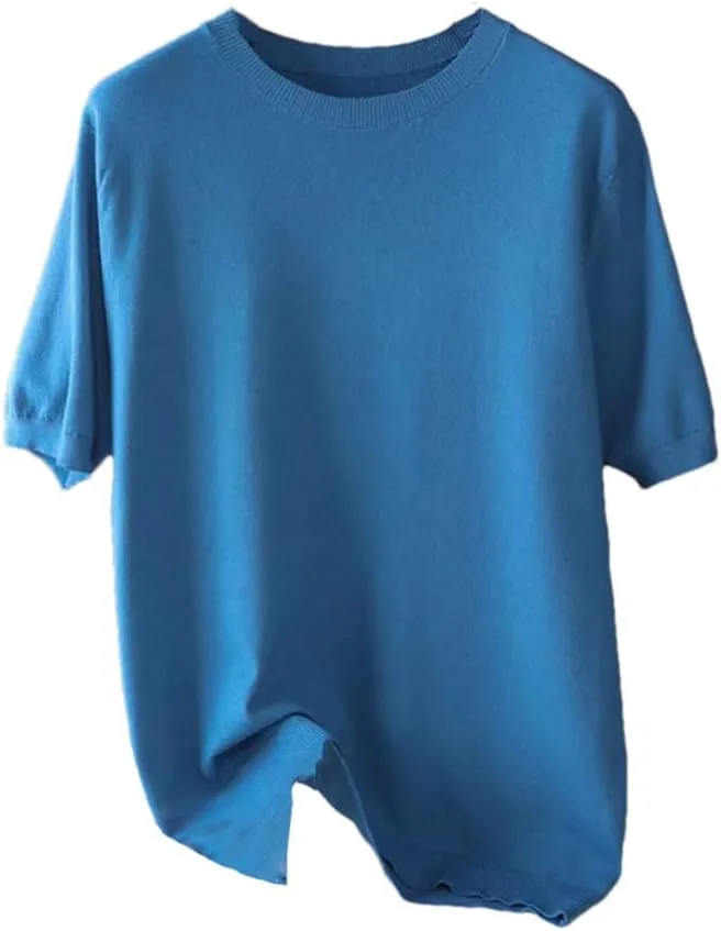 

Мужской тонкий шерстяной свитер с коротким рукавом