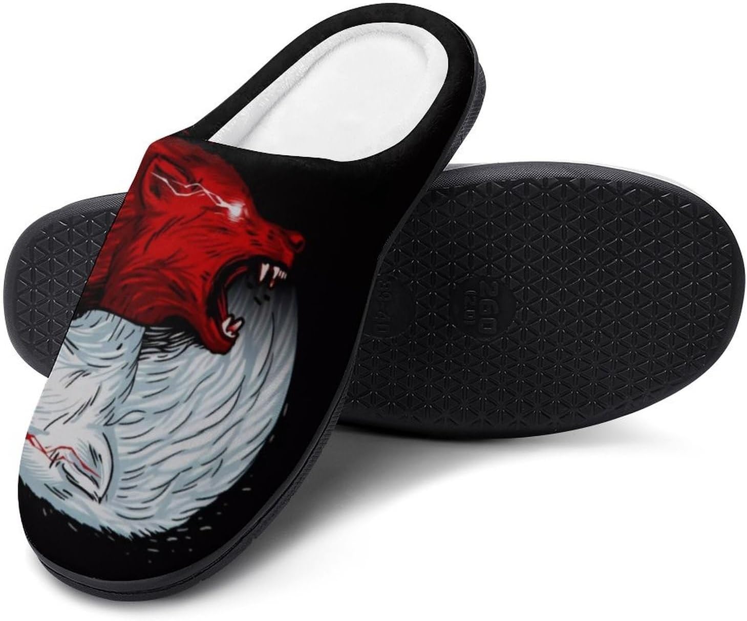 

Мужские тапочки викингов, винтажные тапочки с изображением Фенрира и компаса, зимние домашние тапочки для спальни, для дома и улицы Yxhzyhy, Viking Wolves 1