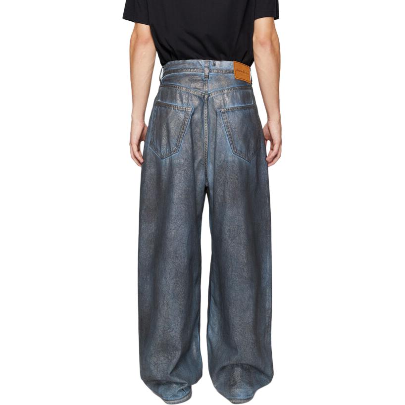 Джинсы Mid-rise Wide-leg Acne Studios 2023, Серебристо-голубой — фото 4