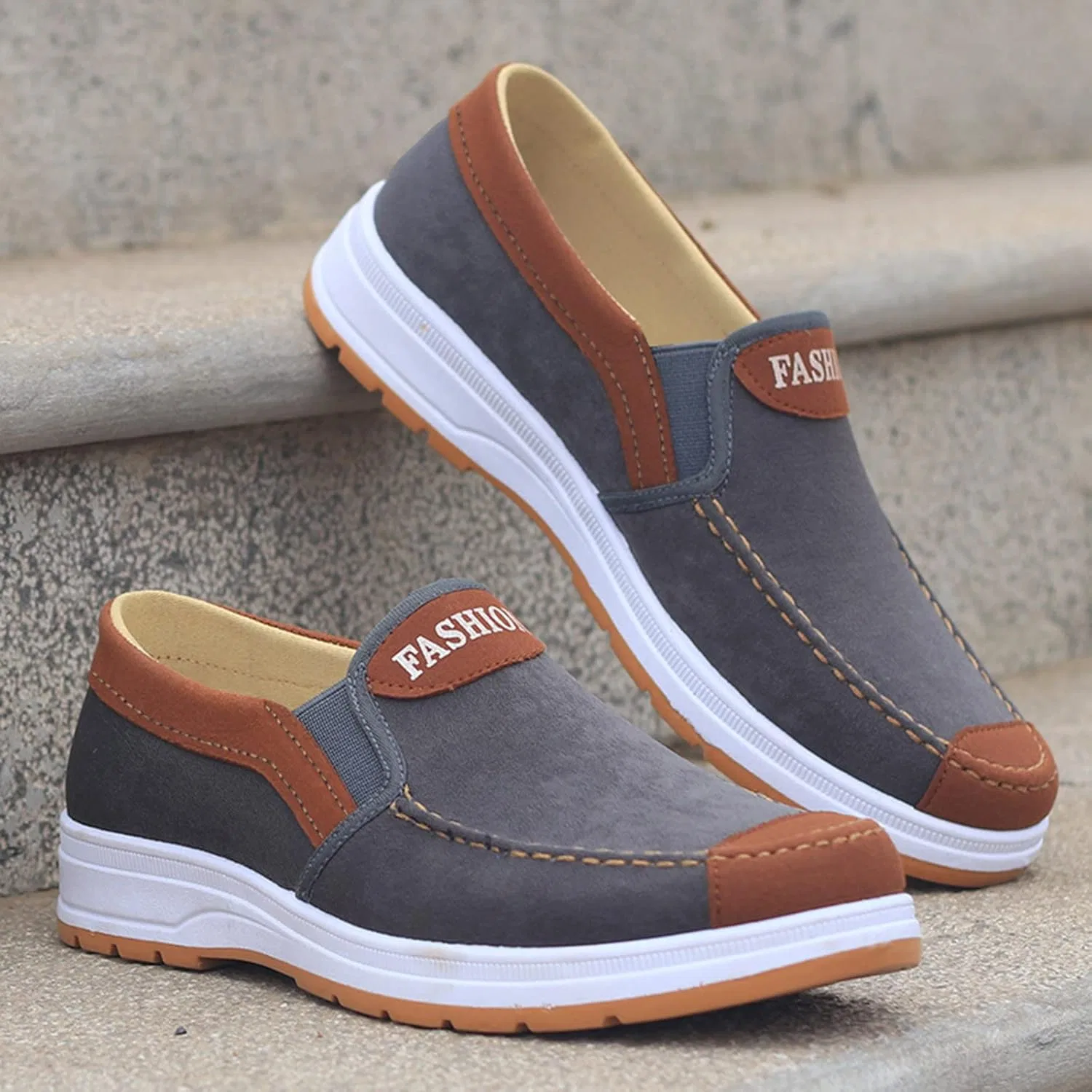 Туфли Crazy Fast Fashion All Season Casual Shoes Men Flat Bottom Non-Slip Fabric Comfortable Elastic Men Shoes Casual Dress Generisch, Grau — фото 4