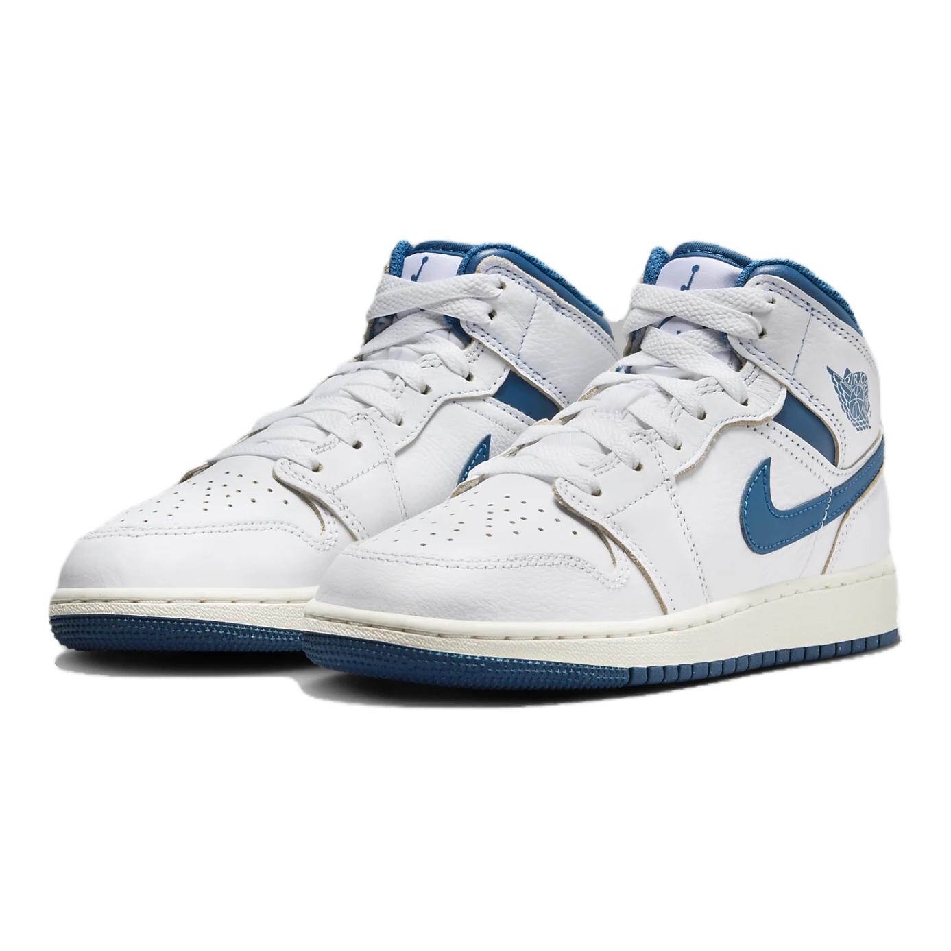 Кроссовки Jordan 1 Mid SE Industrial Blue GS, белый/синий — фото 3