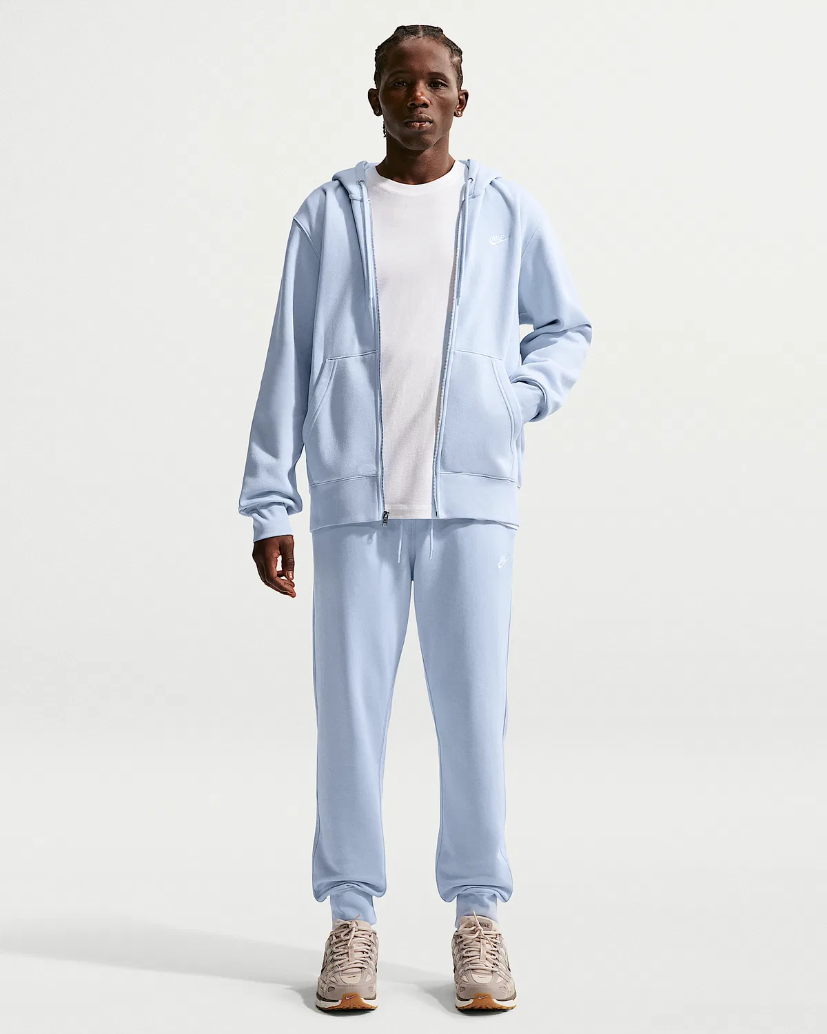 Мужская флисовая кофта на молнии Nike Club, Hydrogen Blue/Hydrogen Blue/White — фото 4