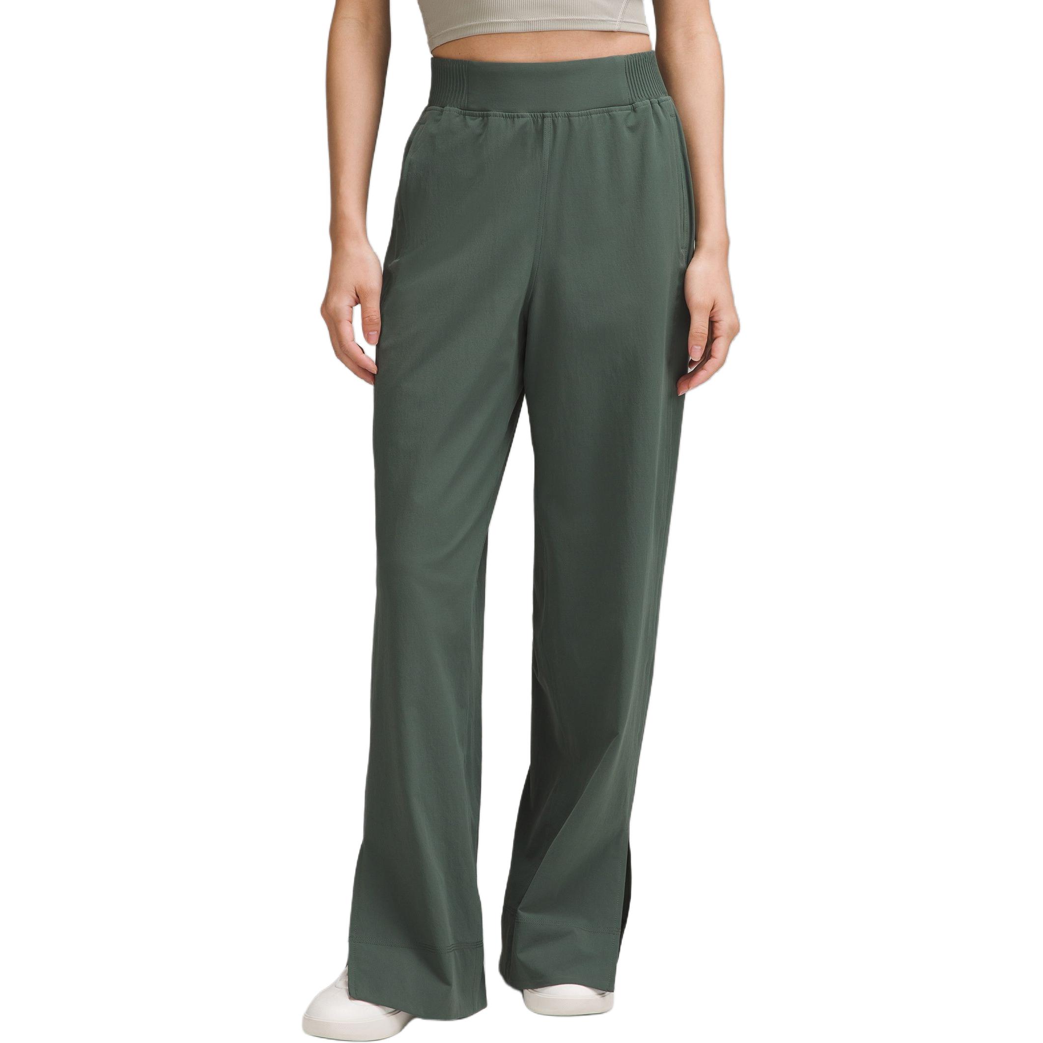 

Растягивающиеся тканевые широкие брюки с высокой посадкой Asia Fit вязаные спортивные штаны женские Lululemon, зеленый