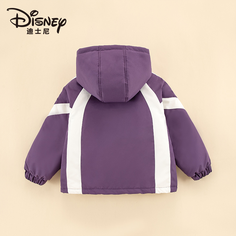 Модная минималистичная универсальная утепленная пуховик с капюшоном Disney, розовый — фото 4