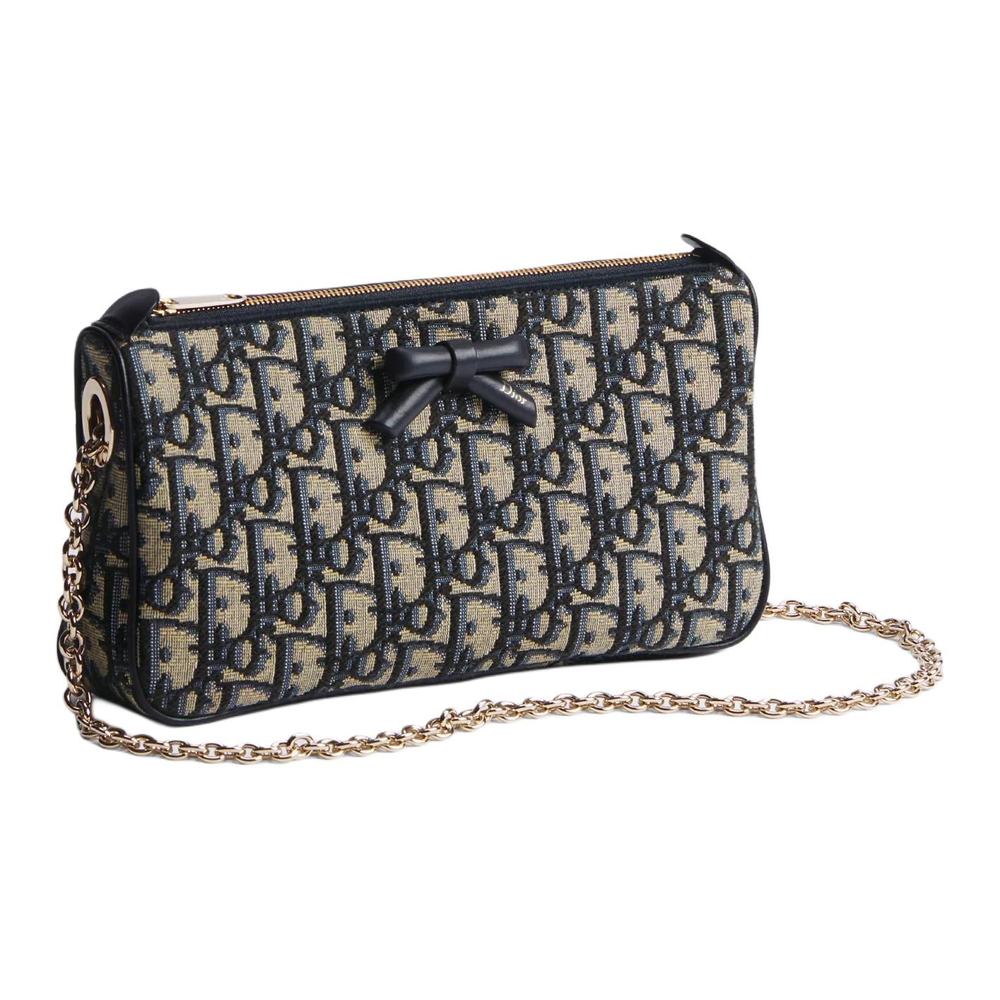 DIOR Кожаная сумка через плечо OBLIQUE Cotton With Cow Leather, женская, синяя — фото 2