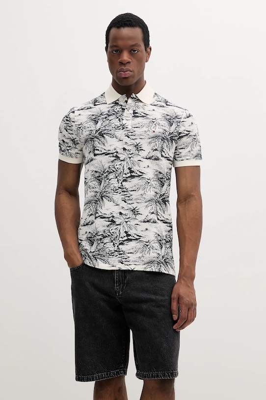 

Поло с добавлением льна Tommy Hilfiger, бежевый