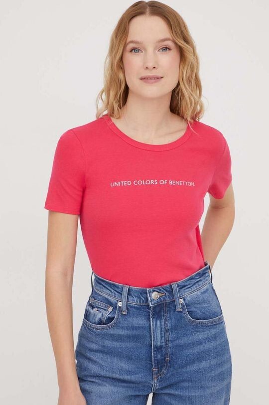 

Хлопковая футболка United Colors of Benetton, розовый
