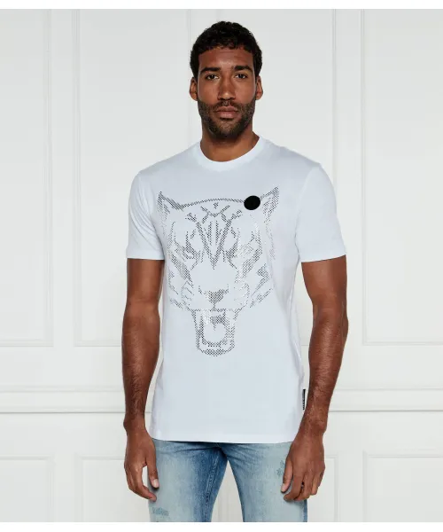 

Футболка с тигровой фольгой Loose fit Plein Sport, белый