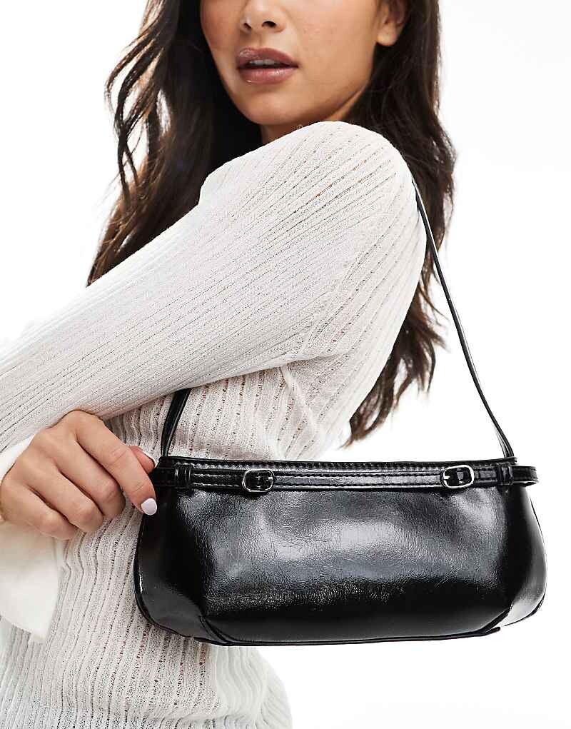 

ASOS DESIGN – Черная сумка через плечо с пряжкой