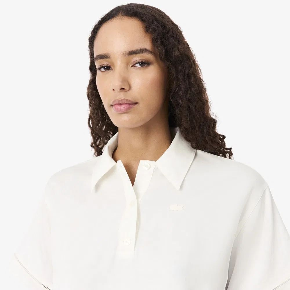 Топ-поло Lacoste из смесового льна, молочно-белый — фото 2