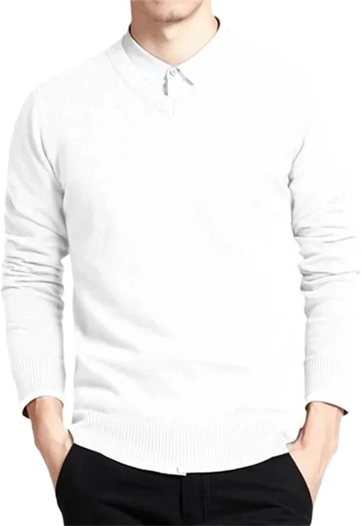 

Мужской свитер с V-образным вырезом из мягкого хлопка, свободный крой