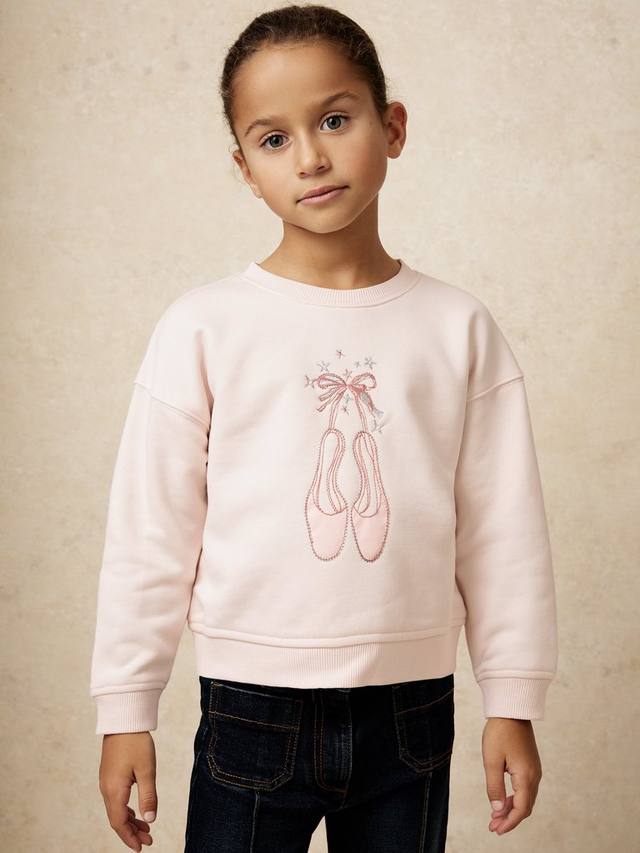 

Детский свитшот с вышивкой в стиле балет Reiss, Pink